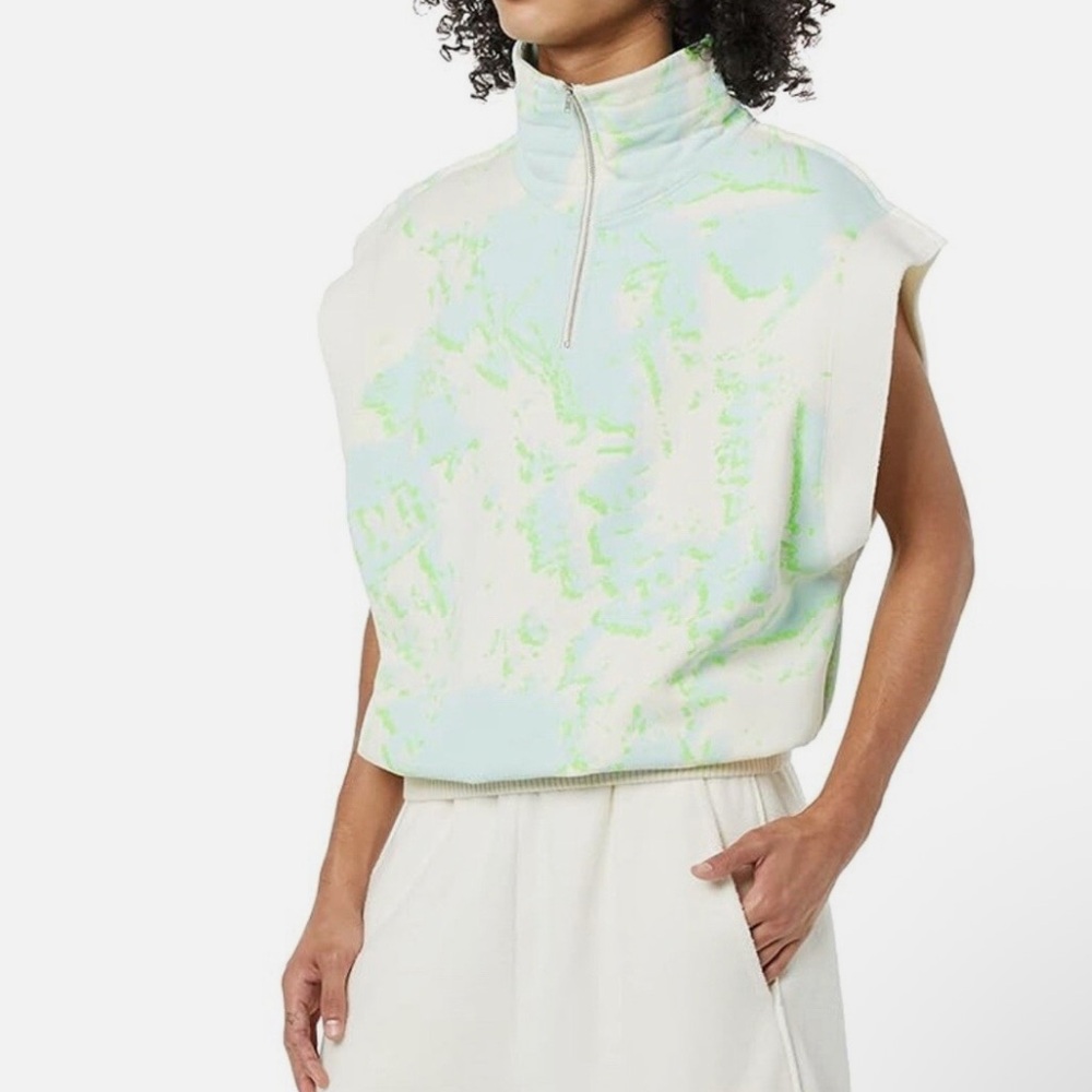 Making the Cut Season Pullover Womans Green Camo Sleeveless Boxy Half Zip SZ XXL